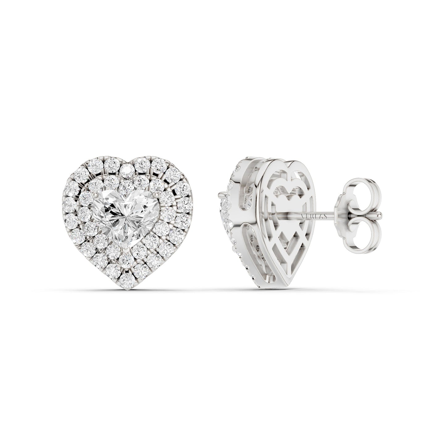 Quaint Double Halo Heart Studs