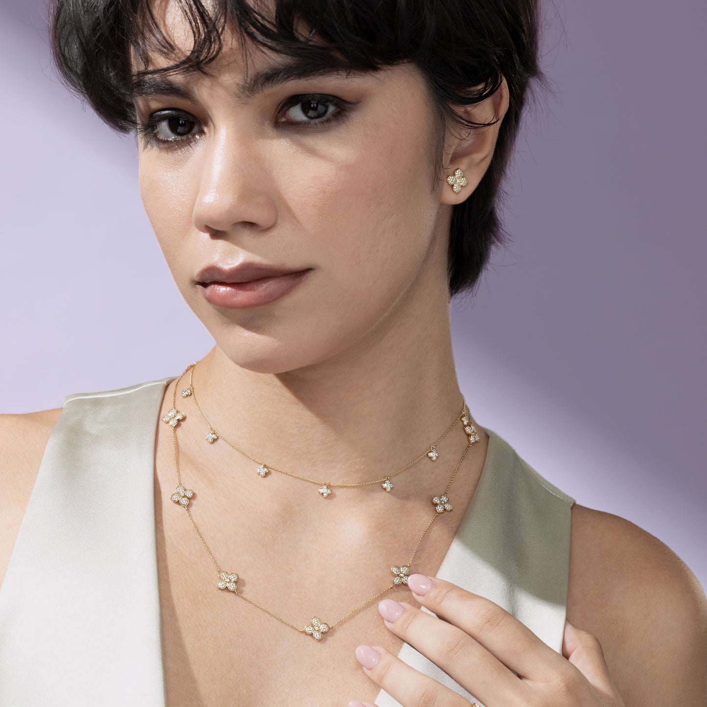 La Fleur Petite Diamond Radiant Stationed Necklace