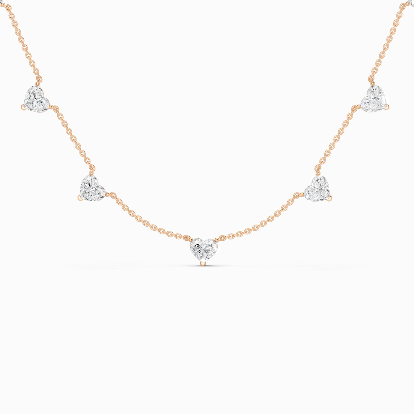 7-Stone Heart Diamond Necklace