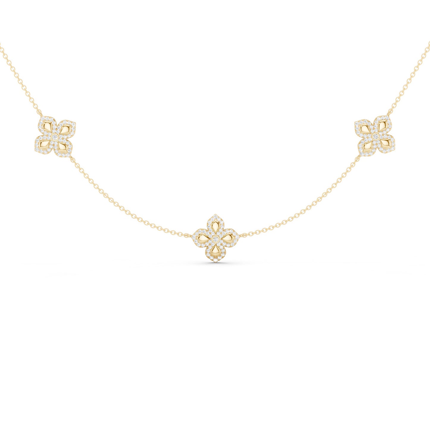 La Fleur Petite Diamond Contour Stationed Necklace