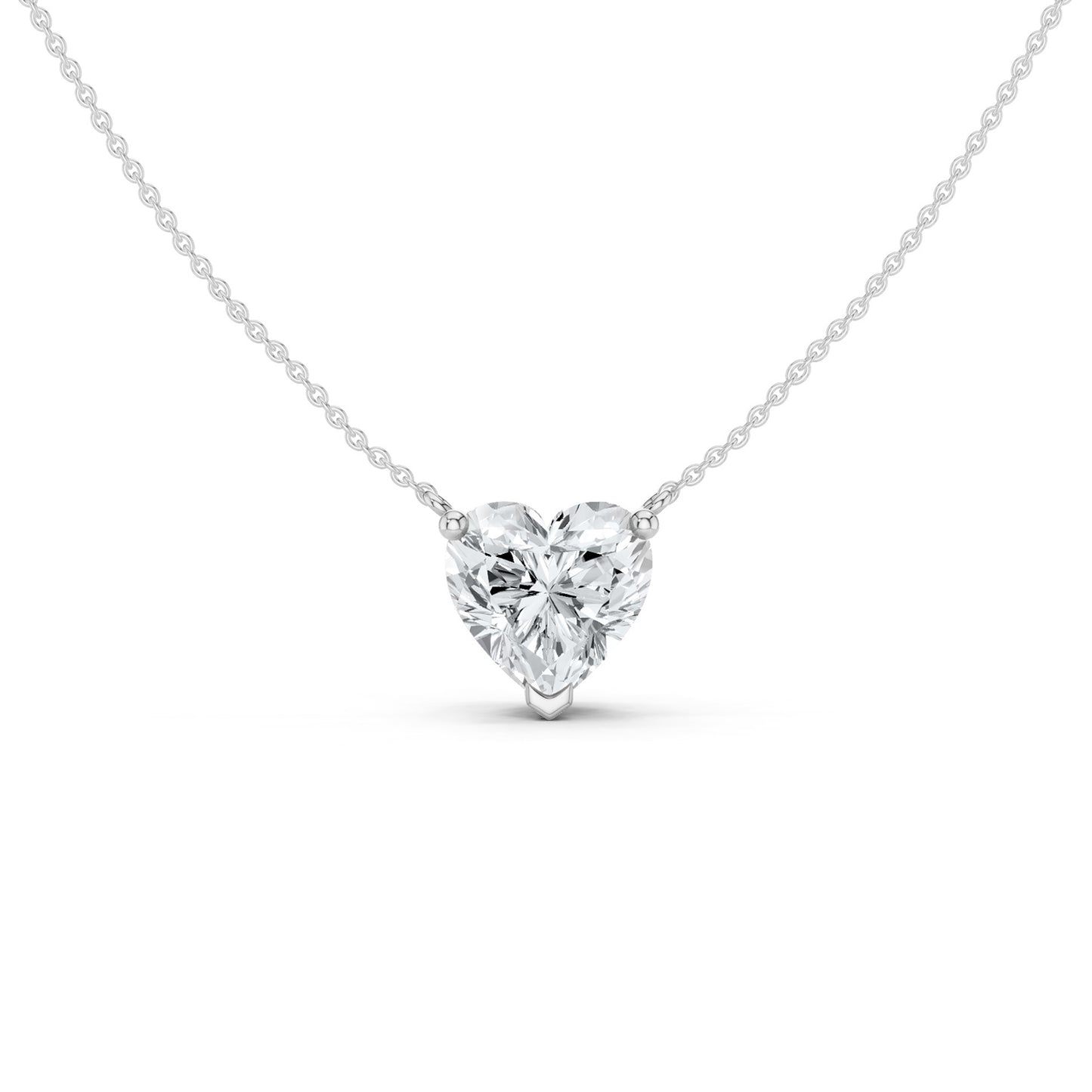 Heart Solitaire Pendant Necklace Large