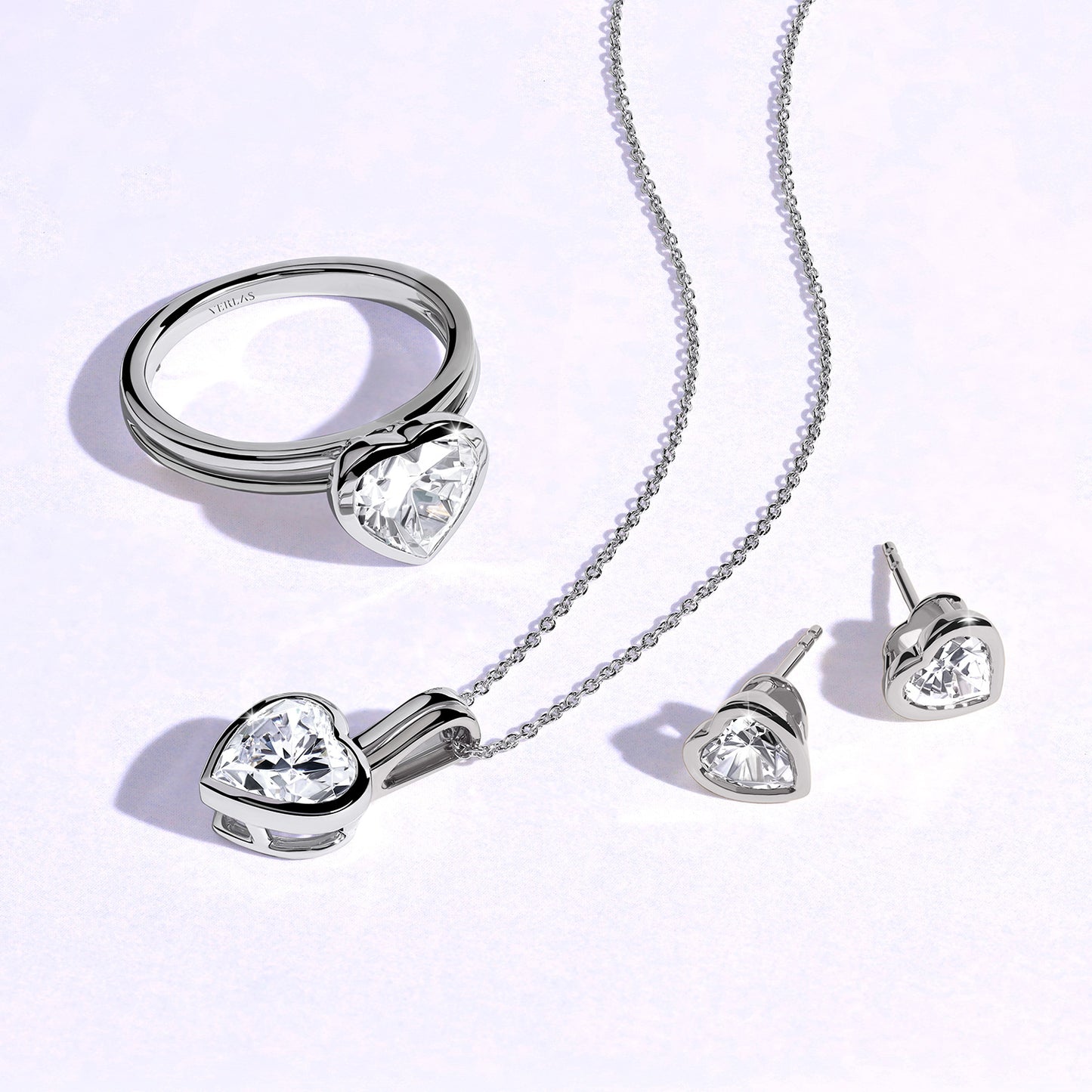 Coupled Heart Bezel Necklace