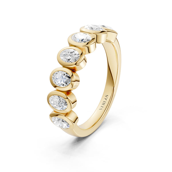Oval Bezel-Set Half-Eternity Diamond Band