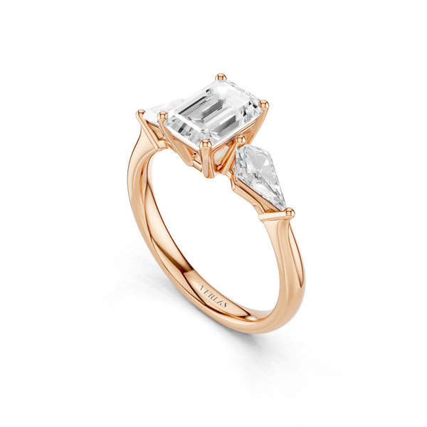 Emerald - Kite Trinity Diamond Ring