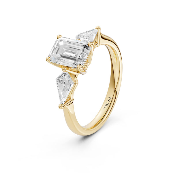 Emerald - Kite Trinity Diamond Ring