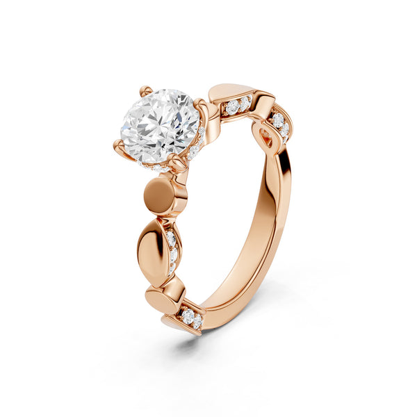 Round Hidden Halo Accent Diamond Ring