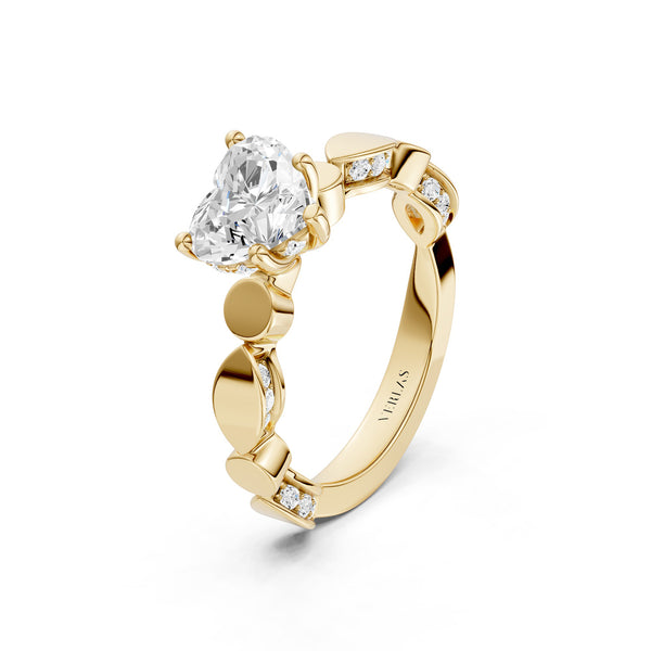 Heart Hidden Halo Accent Diamond Ring