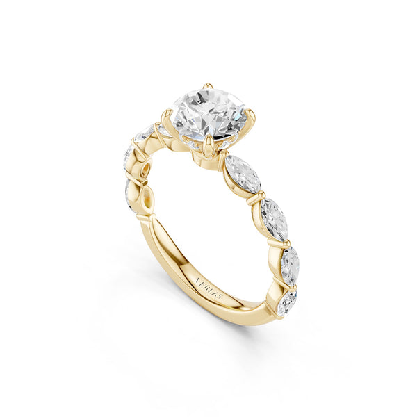 Round-Marquise Hidden Halo Diamond Ring