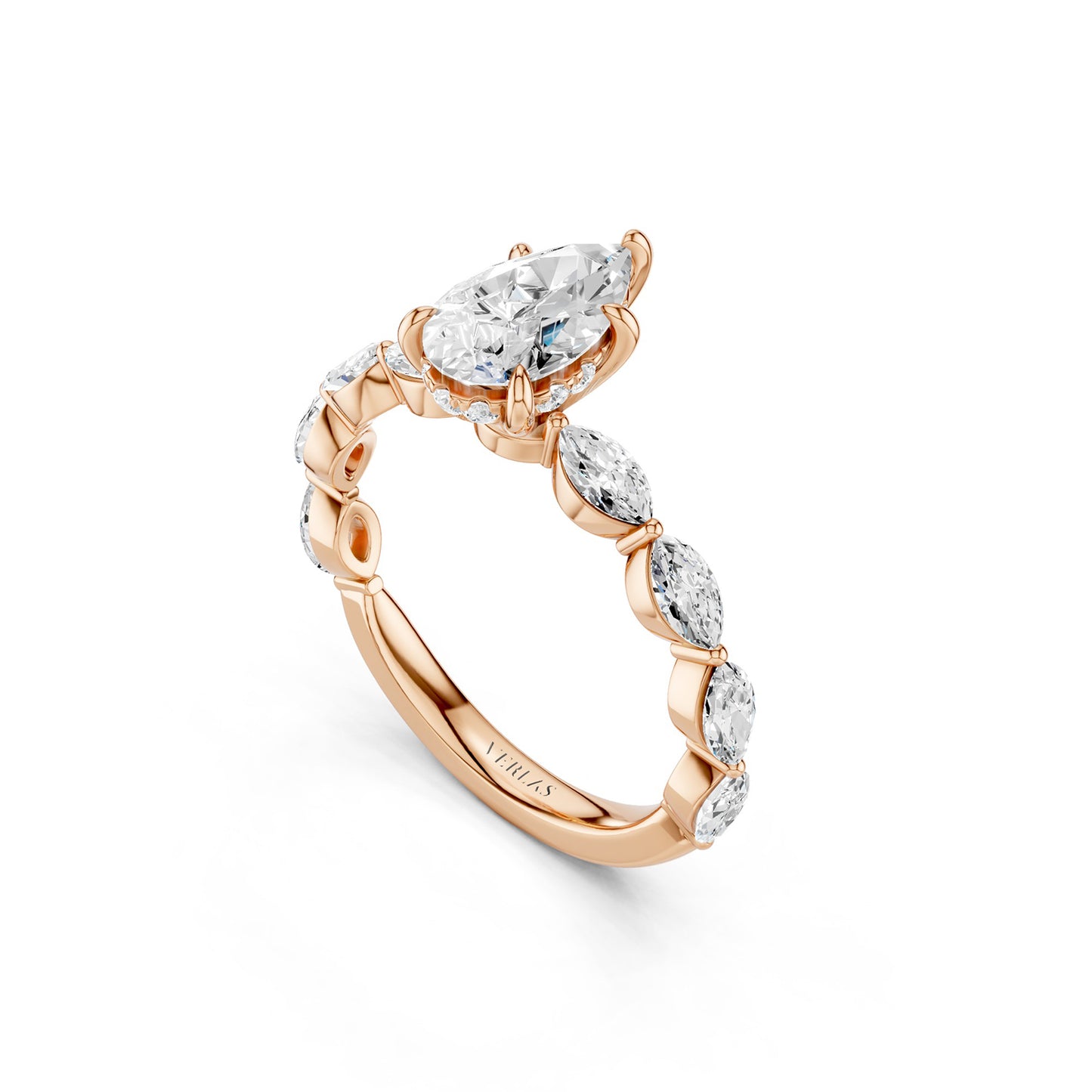 Pear-Marquise Hidden Halo Diamond Ring