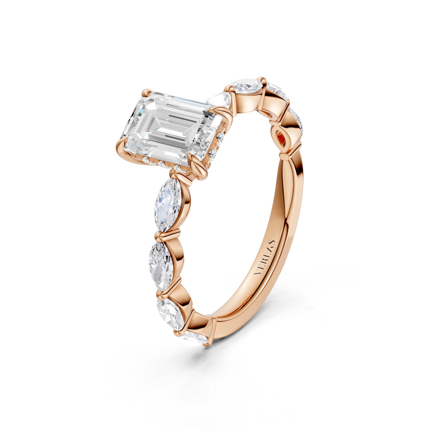 Emerald-Marquise Hidden Halo Diamond Ring
