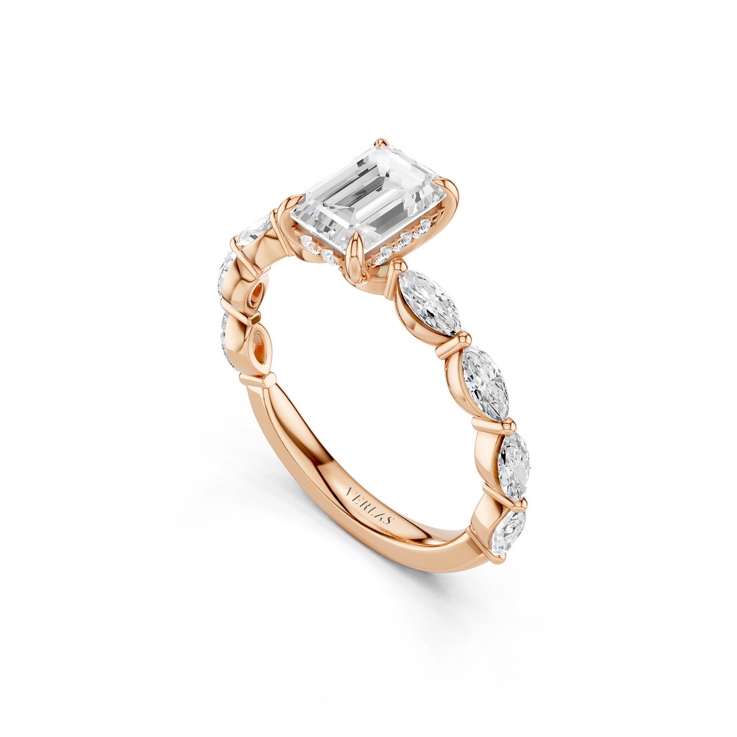 Emerald-Marquise Hidden Halo Diamond Ring