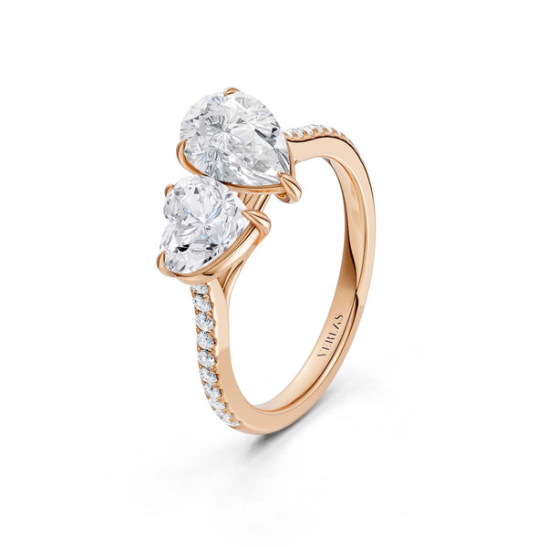 Heart Pear Two Stone Diamond Ring