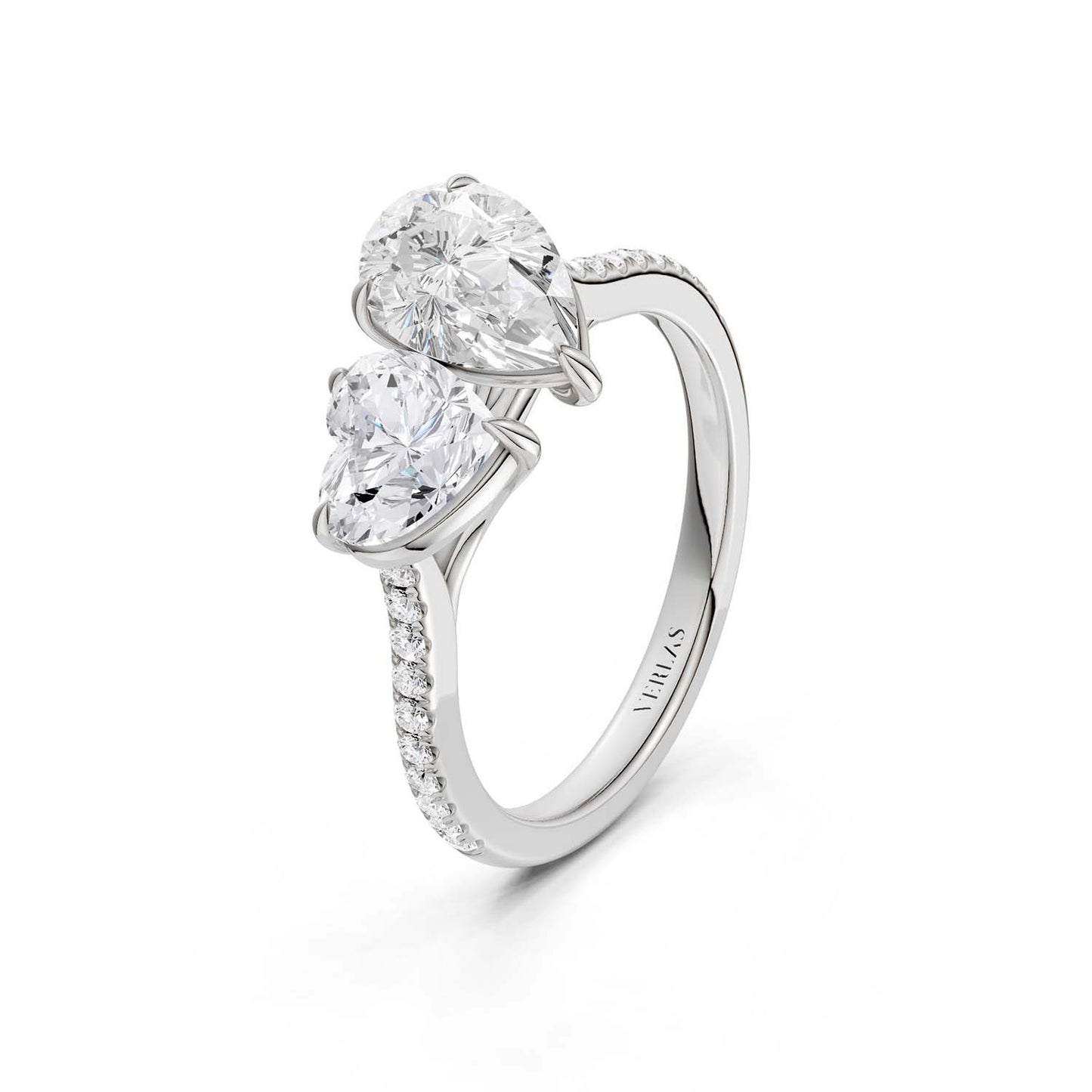 Heart Pear Two Stone Diamond Ring