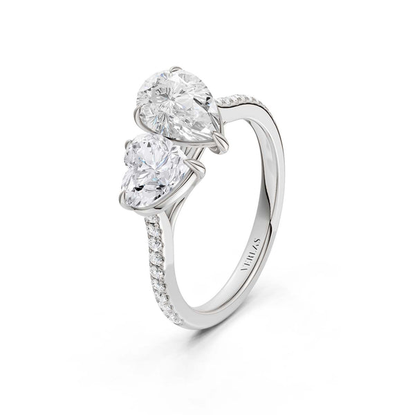 Heart Pear Two Stone Diamond Ring