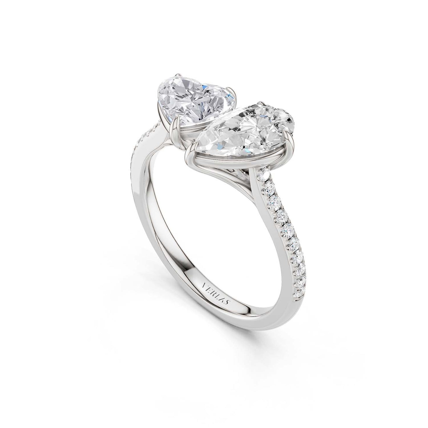 Heart Pear Two Stone Diamond Ring