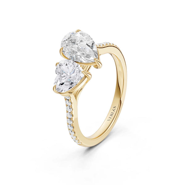 Heart Pear Two Stone Diamond Ring