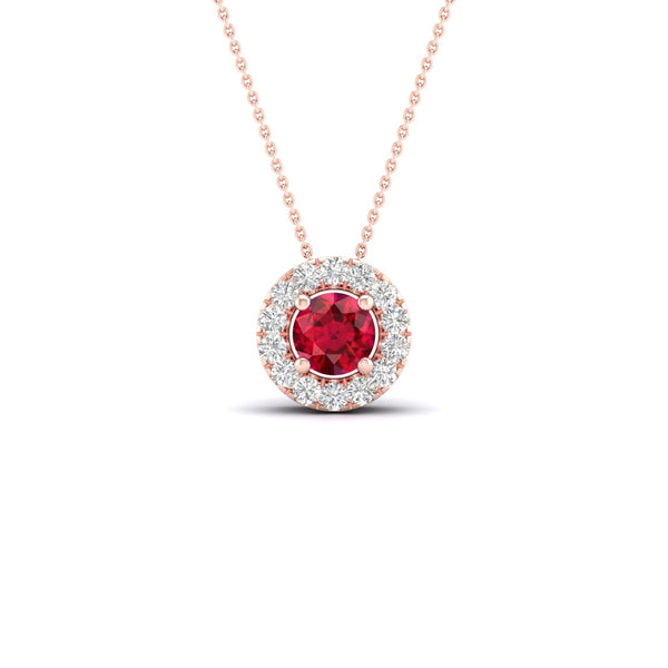 Round Gemstone Diamond Halo Peeking Necklace