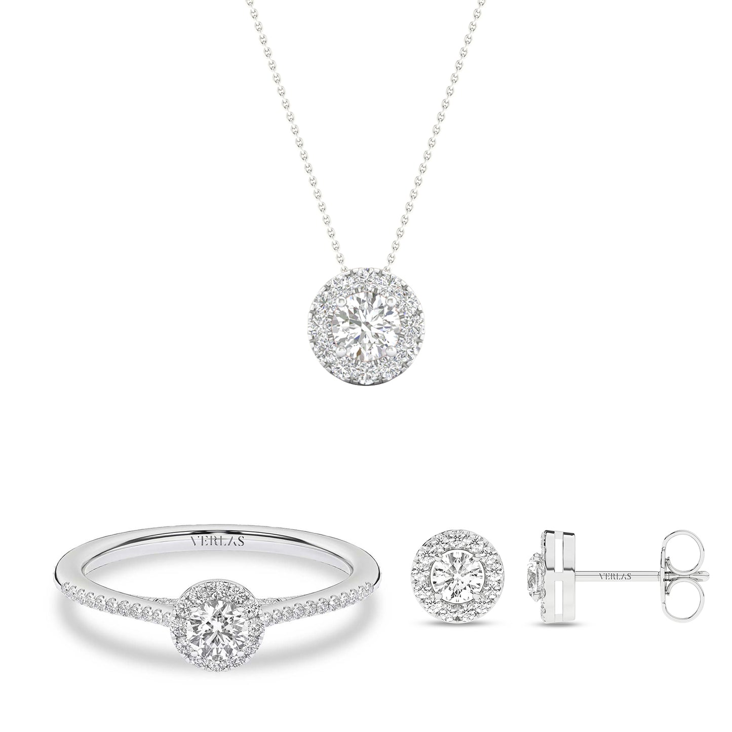 Round Halo Diamond Set (3 Pcs.)