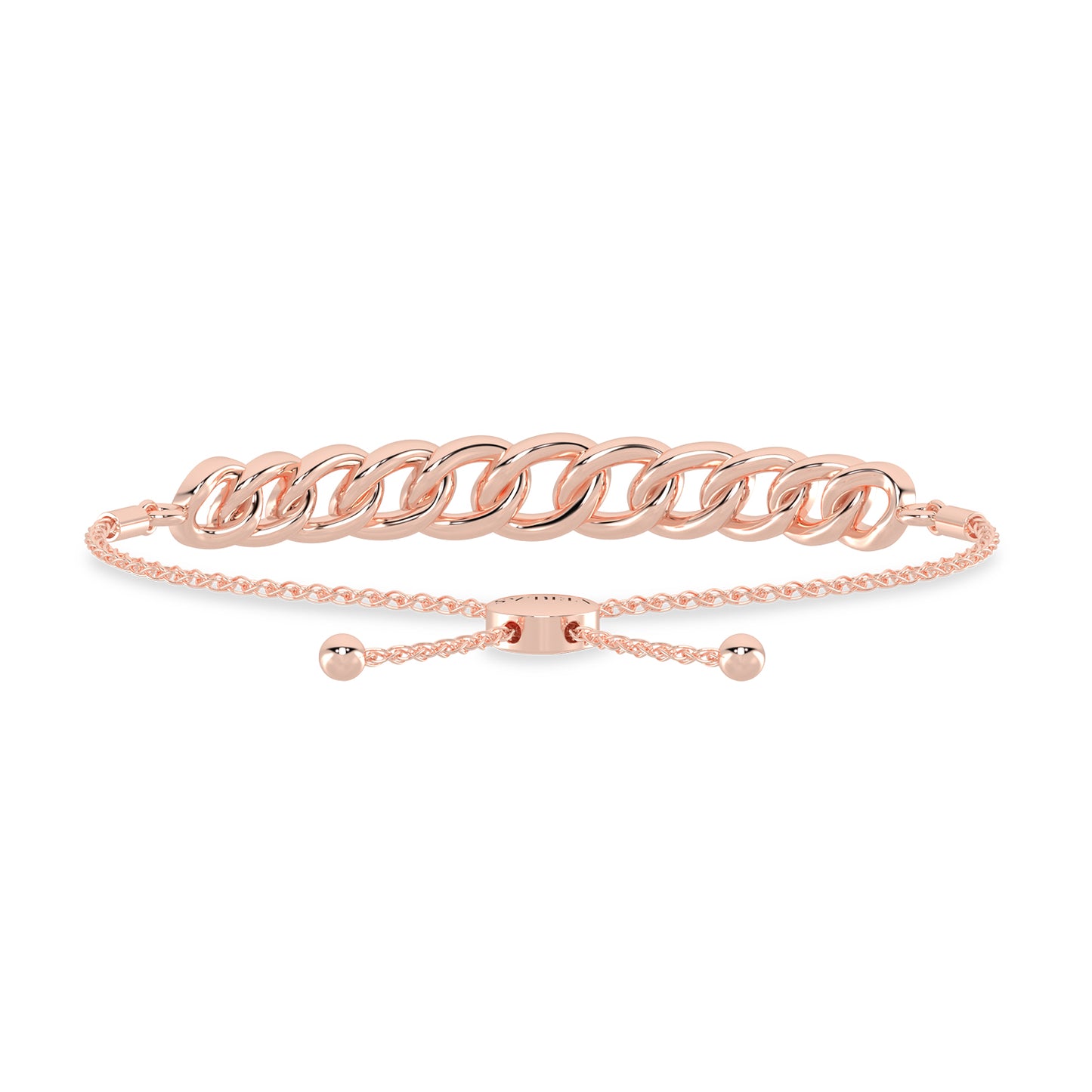 Alternating Diamond Curb Link Bolo Bracelet