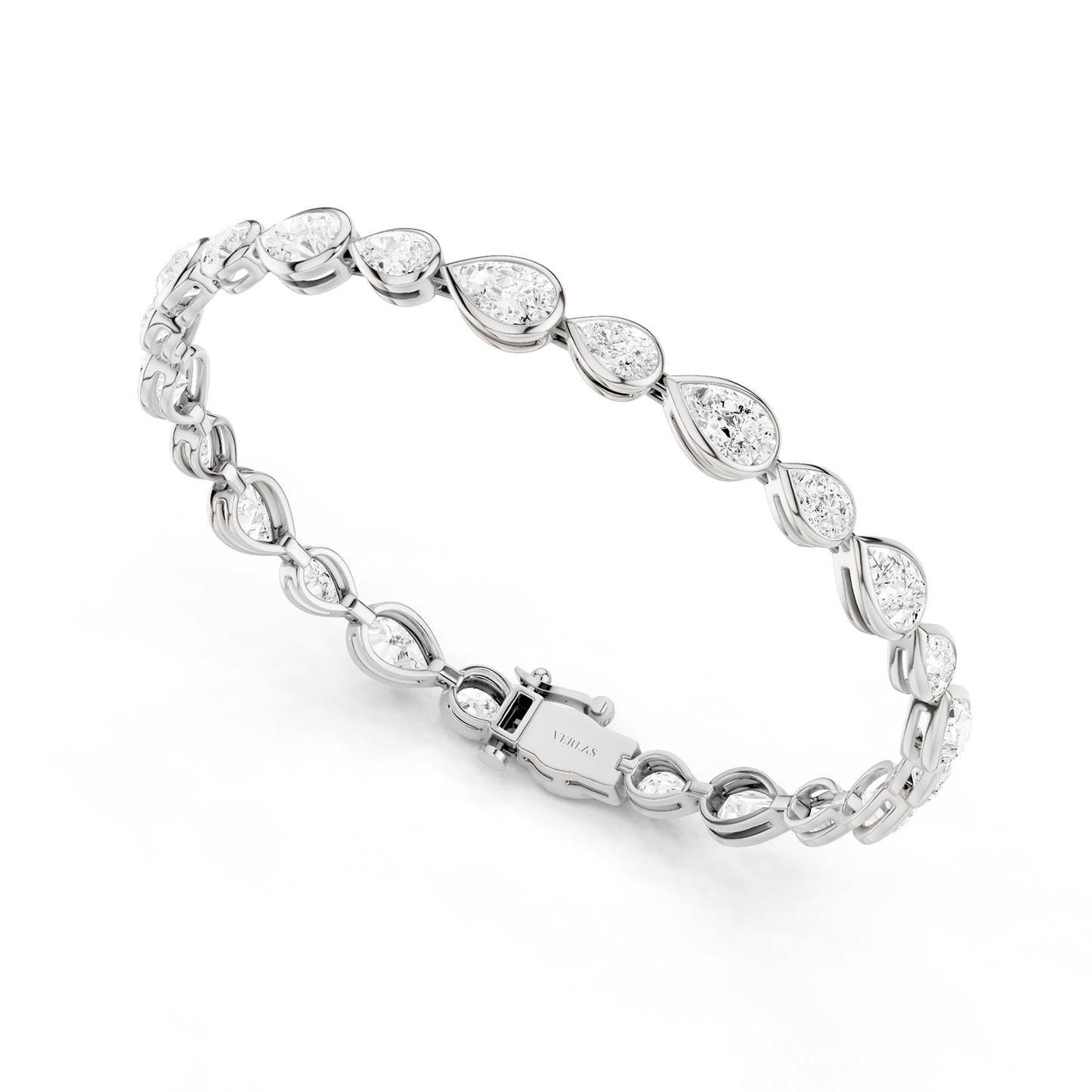 Asymmetrical Bezel-set Pear Tennis Bracelet