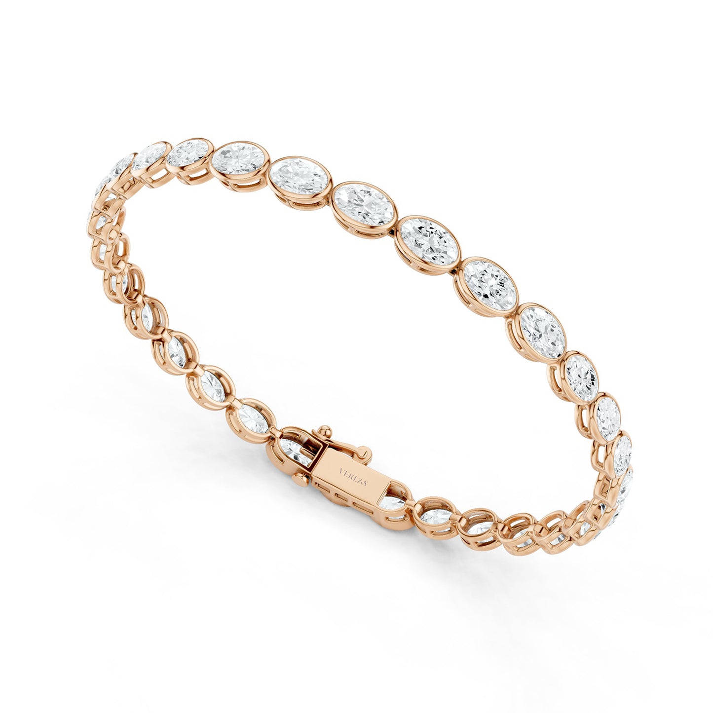 Bezel-set Oval Diamond Tennis Bracelet