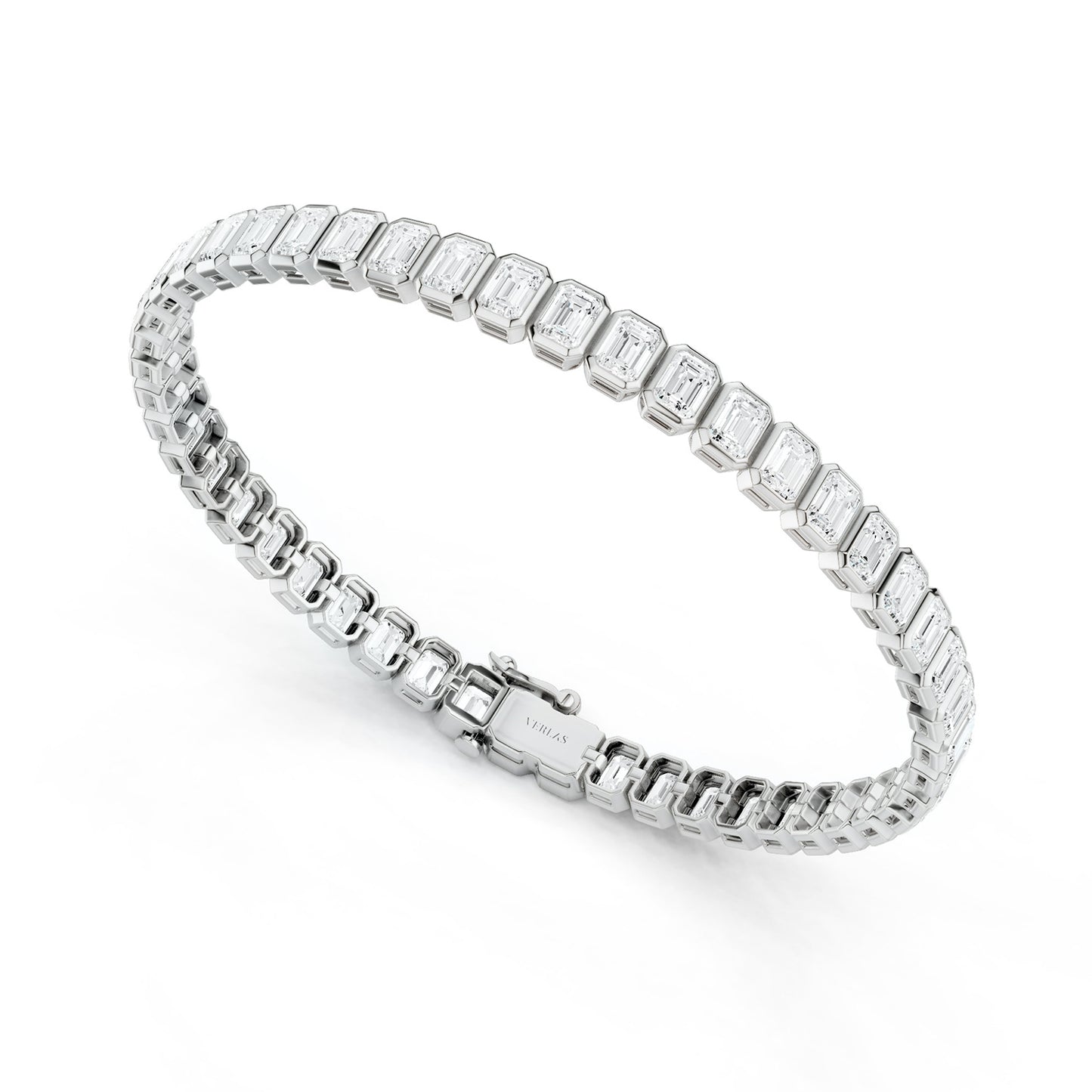 Bezel-set Emerald Diamond Tennis Bracelet