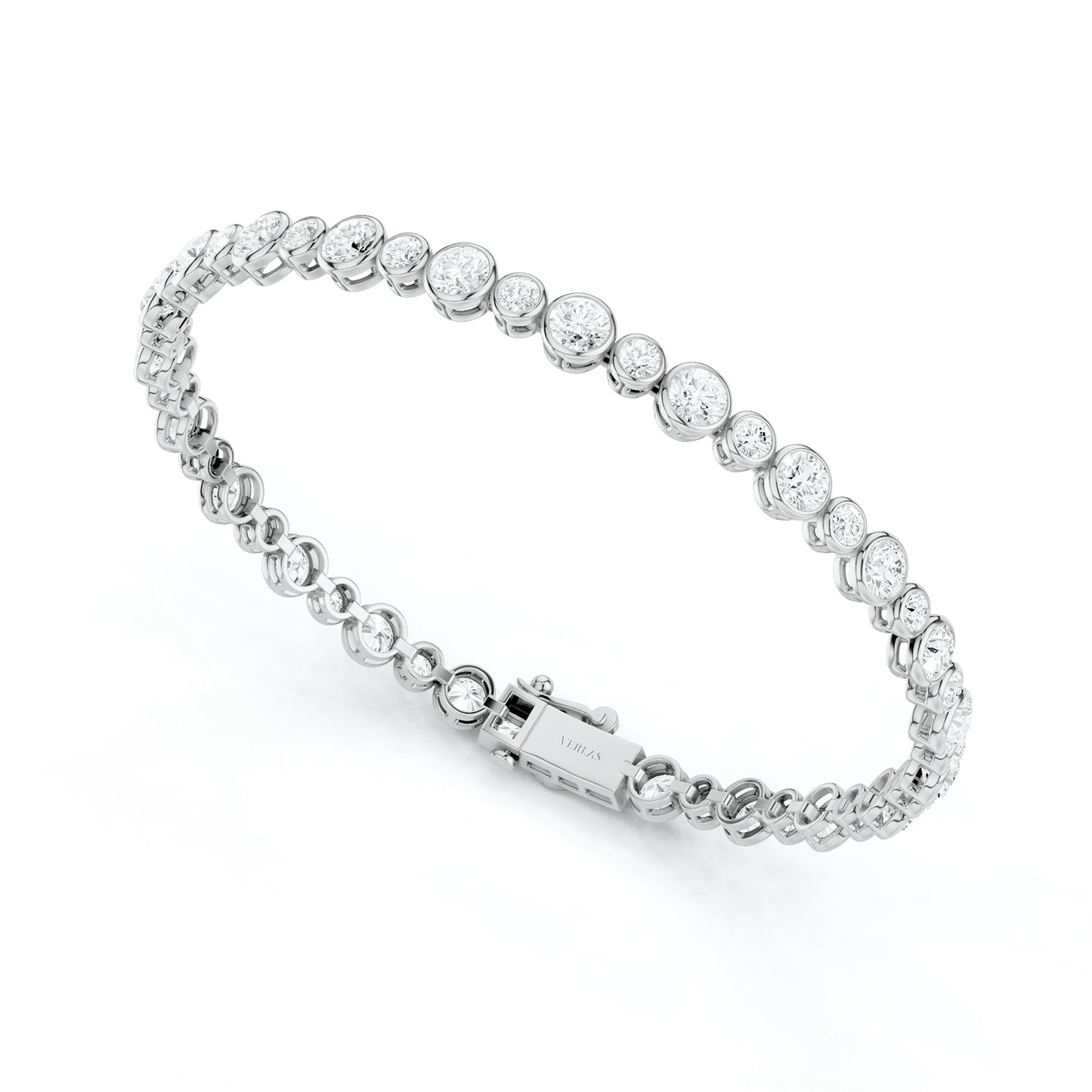 Asymmetrical Bezel-Set Round Tennis Bracelet