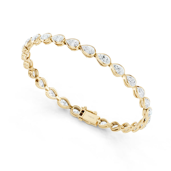 Bezel-set Pear Diamond Tennis Bracelet