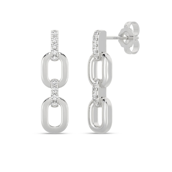 Together Forever 2-Diamond Links Drop Earrings