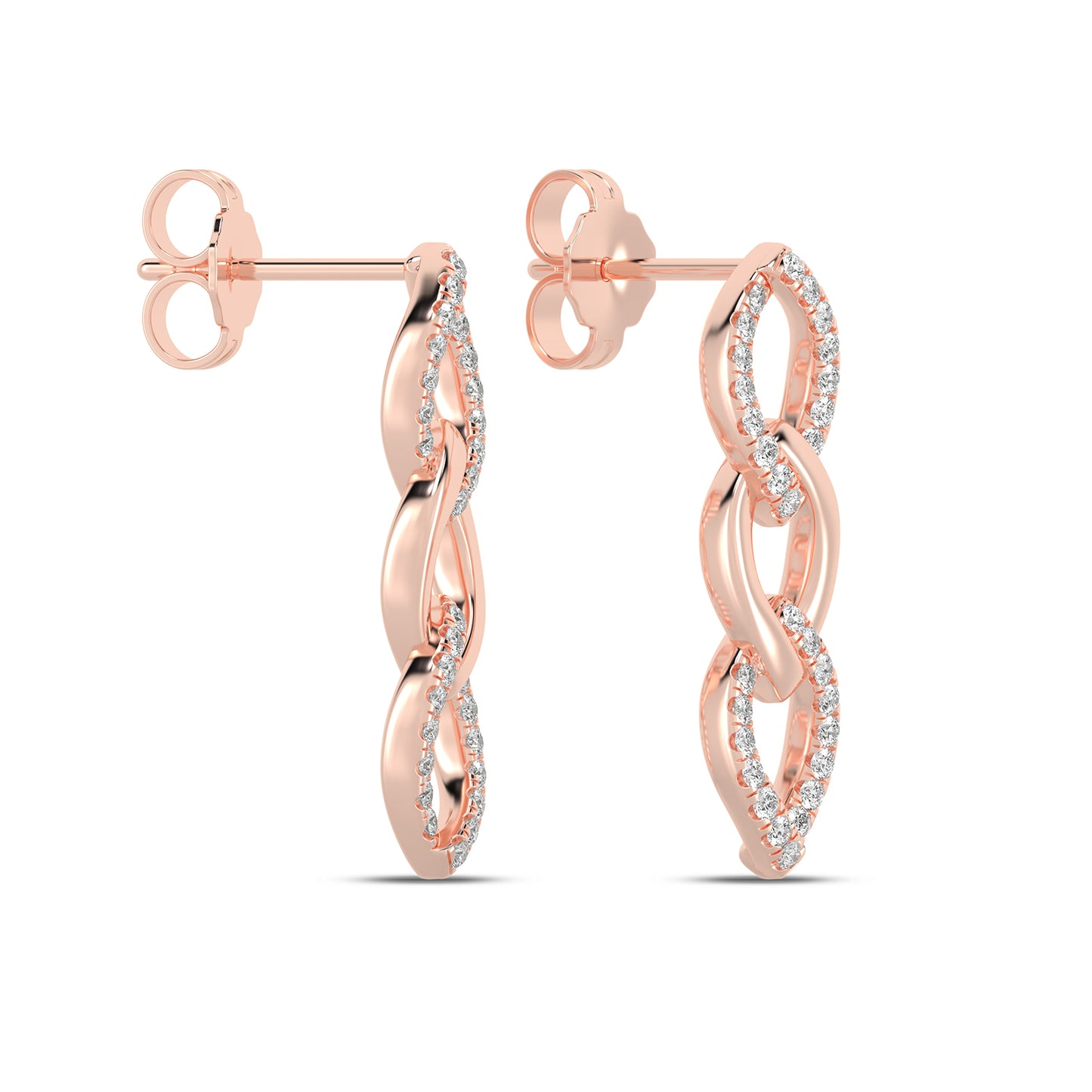 Alternating Cascading Diamond 3-Link Earrings