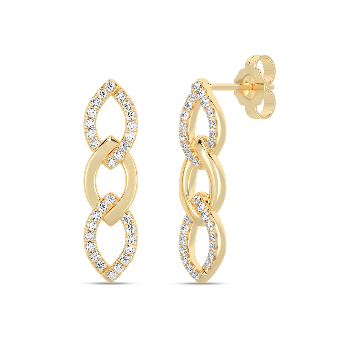 Alternating Cascading Diamond 3-Link Earrings