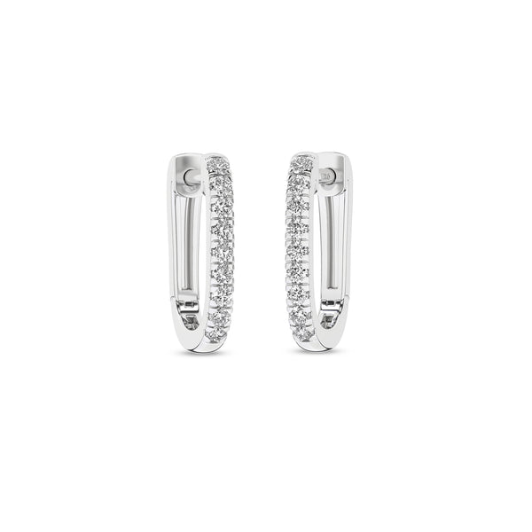U Shape Diamond Huggie Hoops