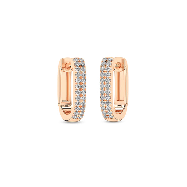 U Shape 2-Row Diamond Huggie Hoops