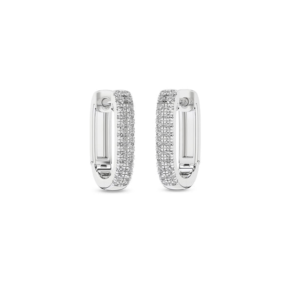 U Shape 2-Row Diamond Huggie Hoops