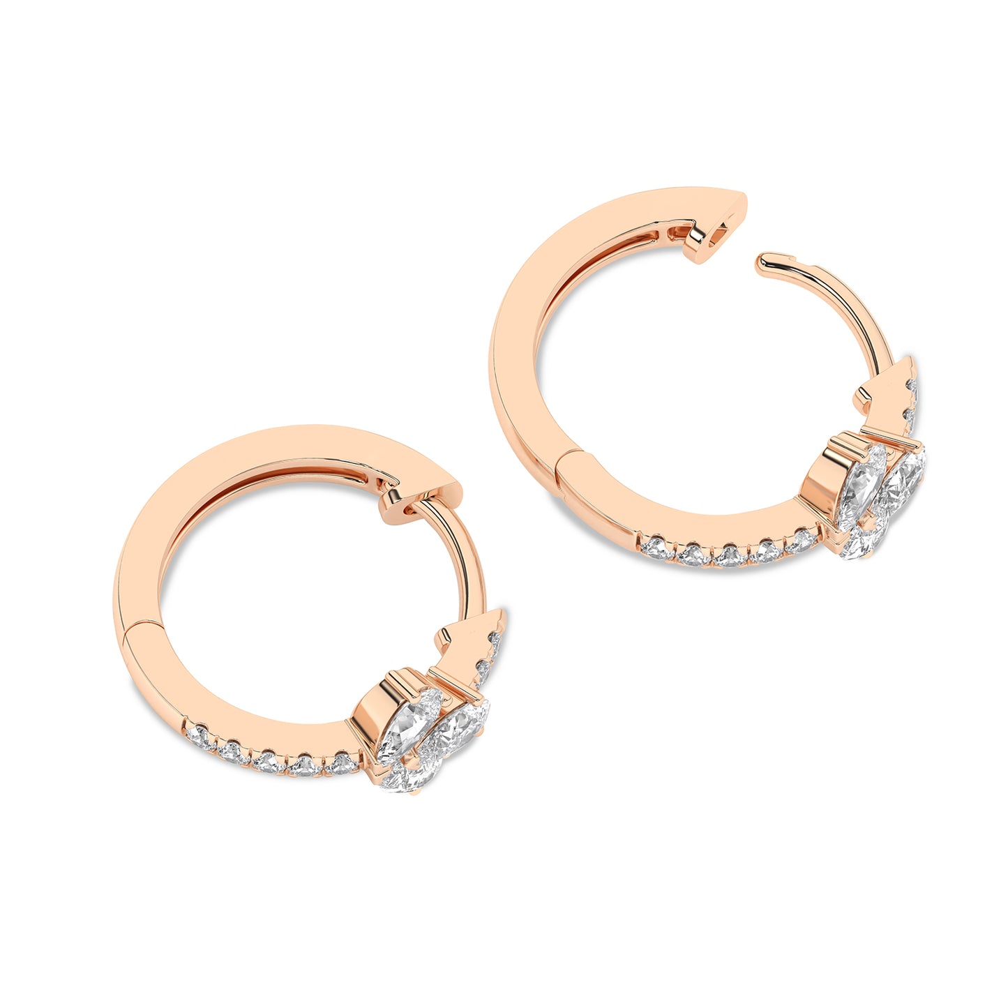 3 Pear Radiant Huggie Hoops