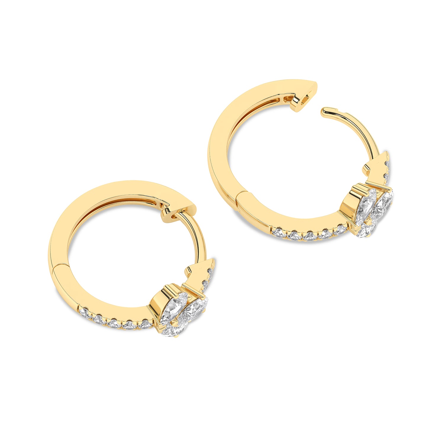 3 Pear Radiant Huggie Hoops