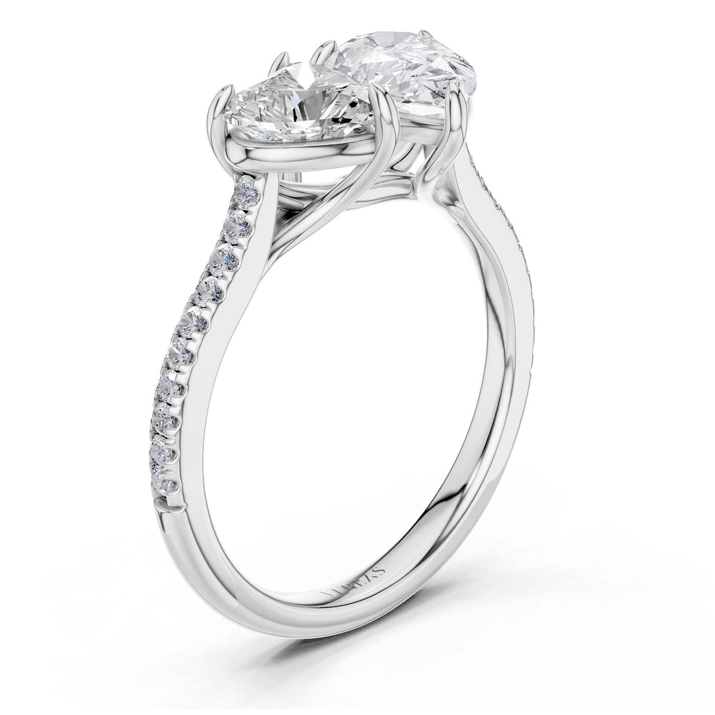 Heart Pear Two Stone Diamond Ring