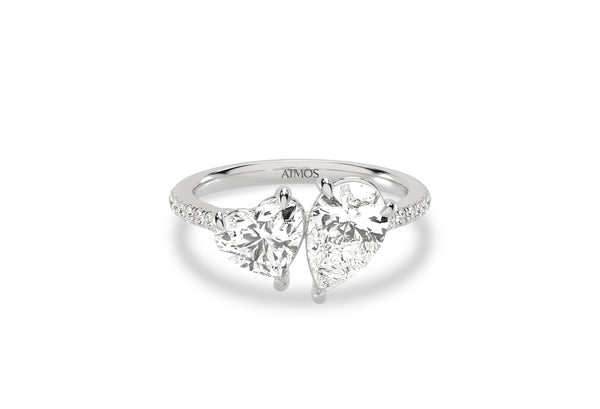 Heart Pear Two Stone Diamond Ring