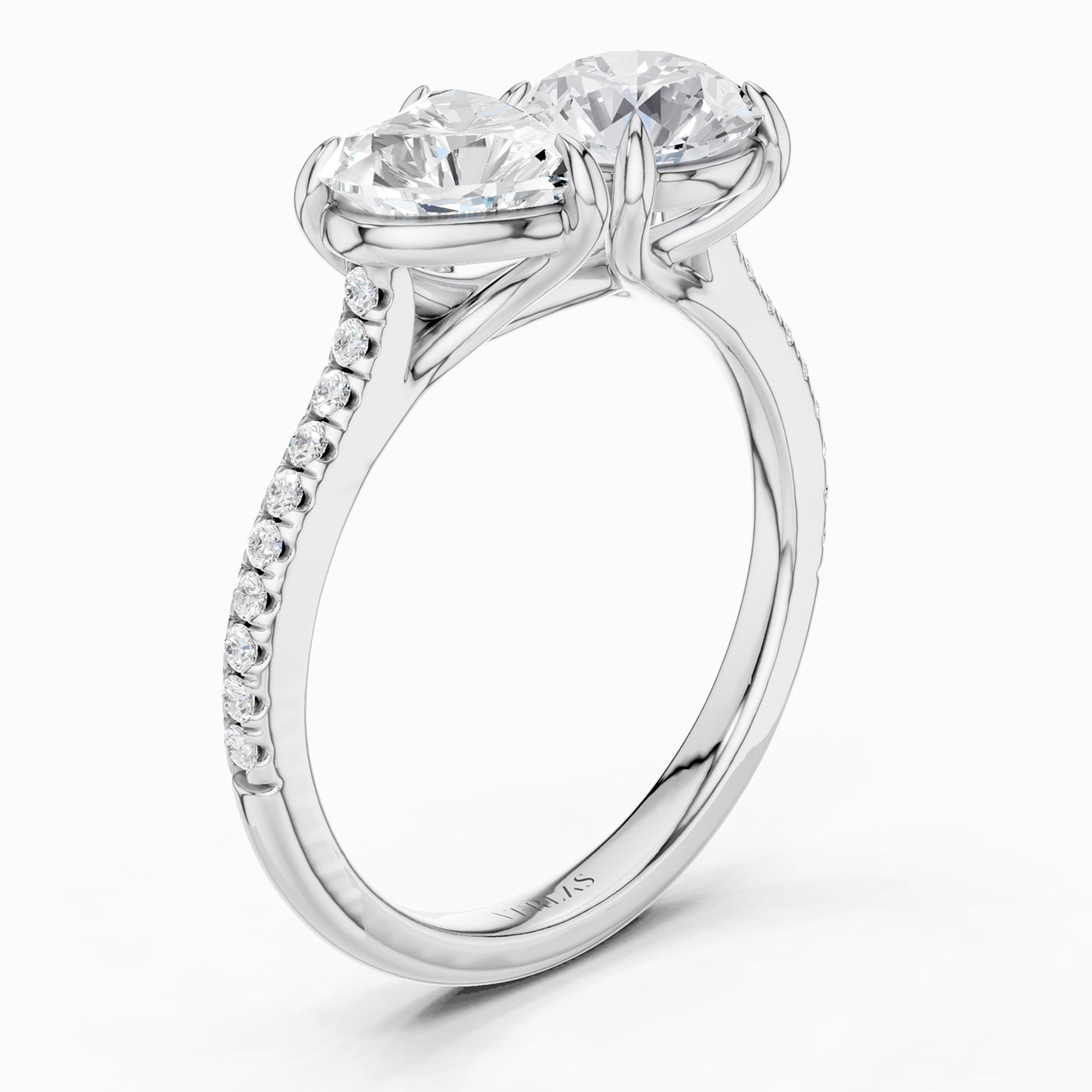 Heart Round Two Stone Diamond Ring