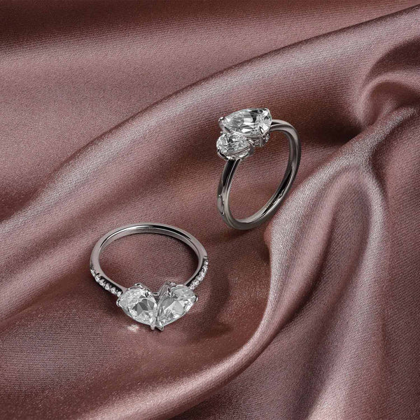 Atmos Asymmetrical Pear Diamond Two Stone Ring