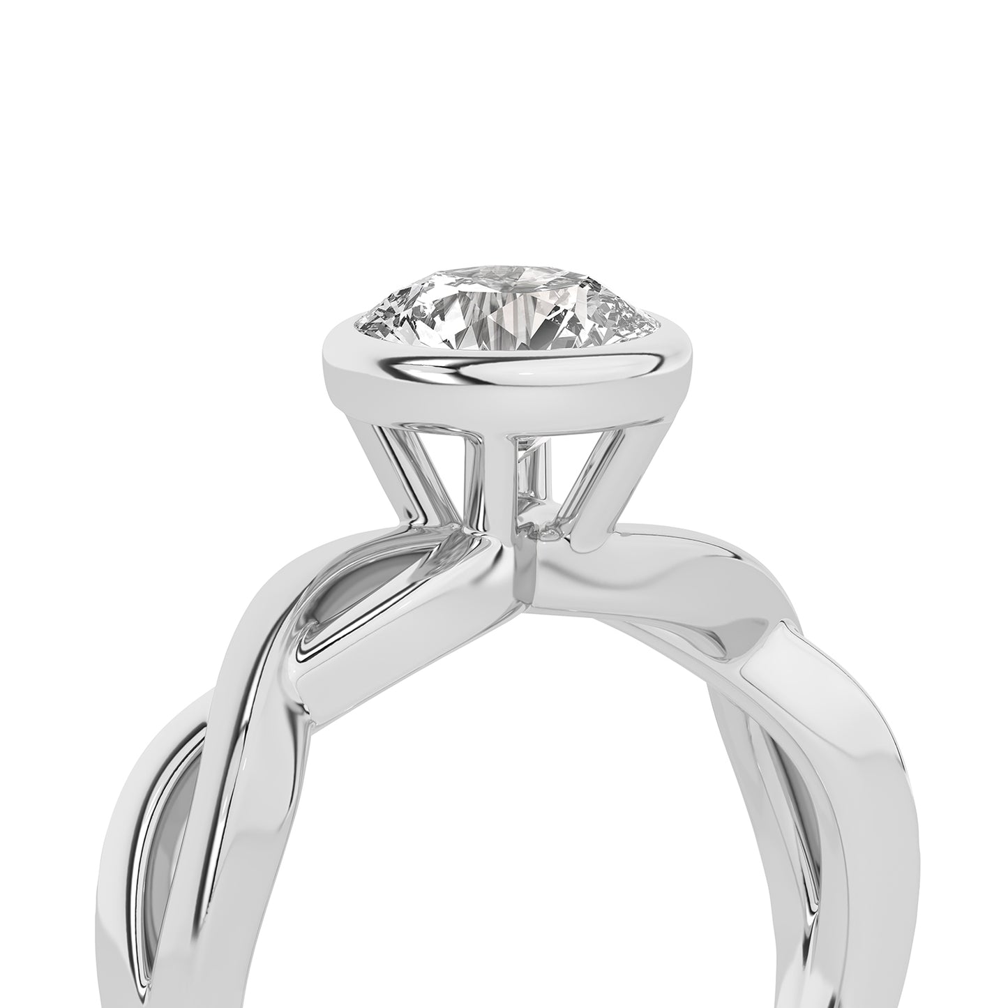 Twisted Bezel Round Diamond Ring