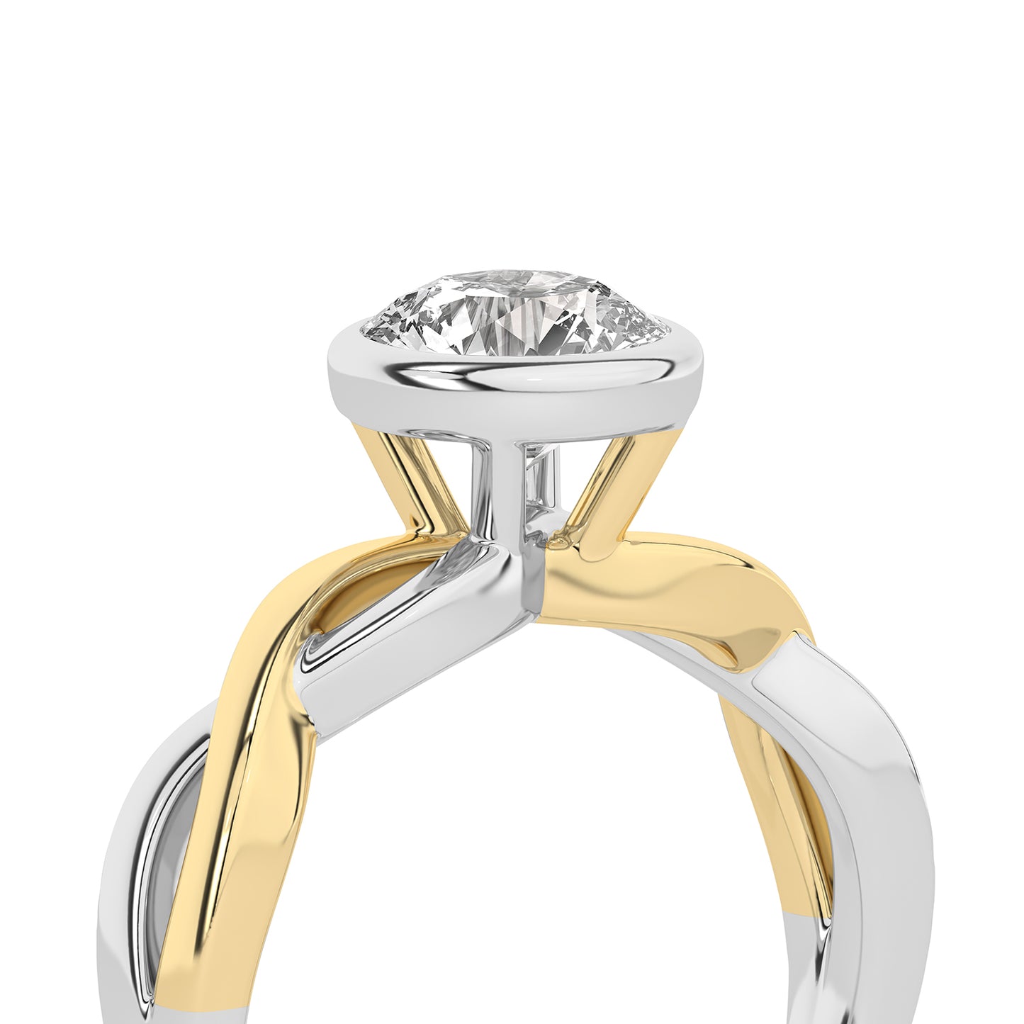 Twisted Bezel Round Diamond Ring