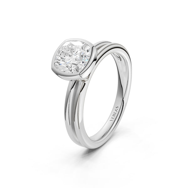 Coupled Cushion Bezel Ring
