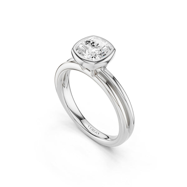Coupled Cushion Bezel Ring