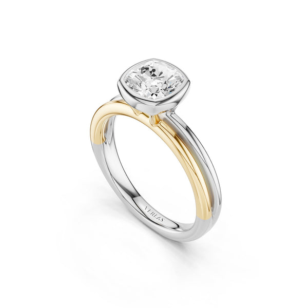 Coupled Cushion Bezel Ring