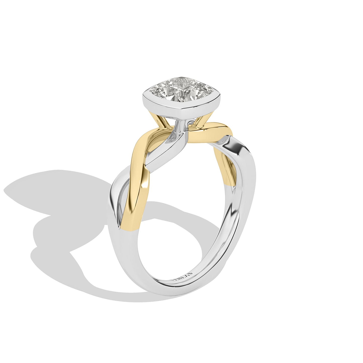 Twisted Bezel Cushion Diamond Ring