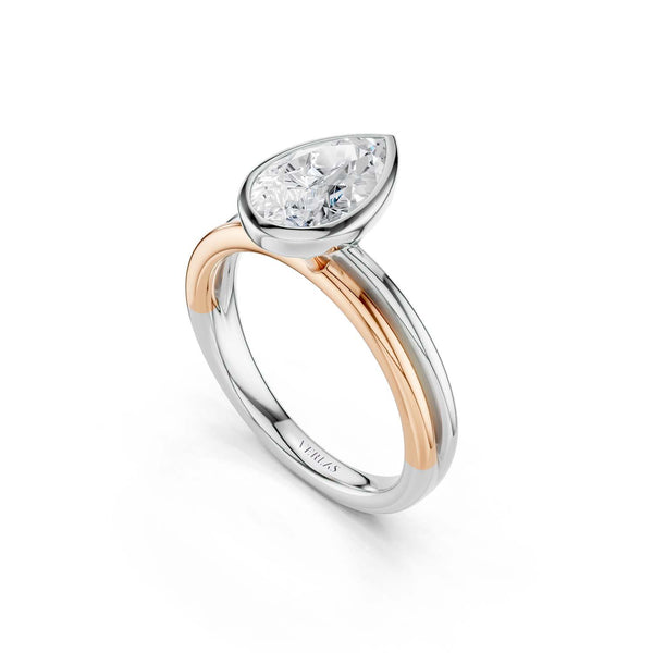 Coupled Pear Bezel Ring