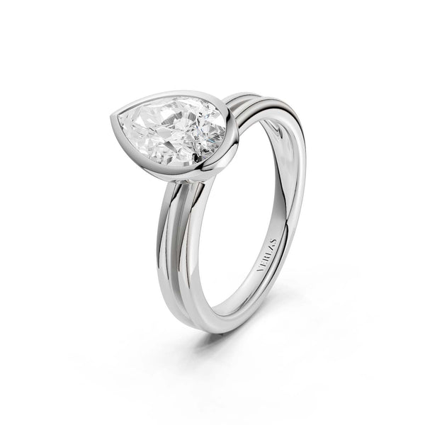Coupled Pear Bezel Ring