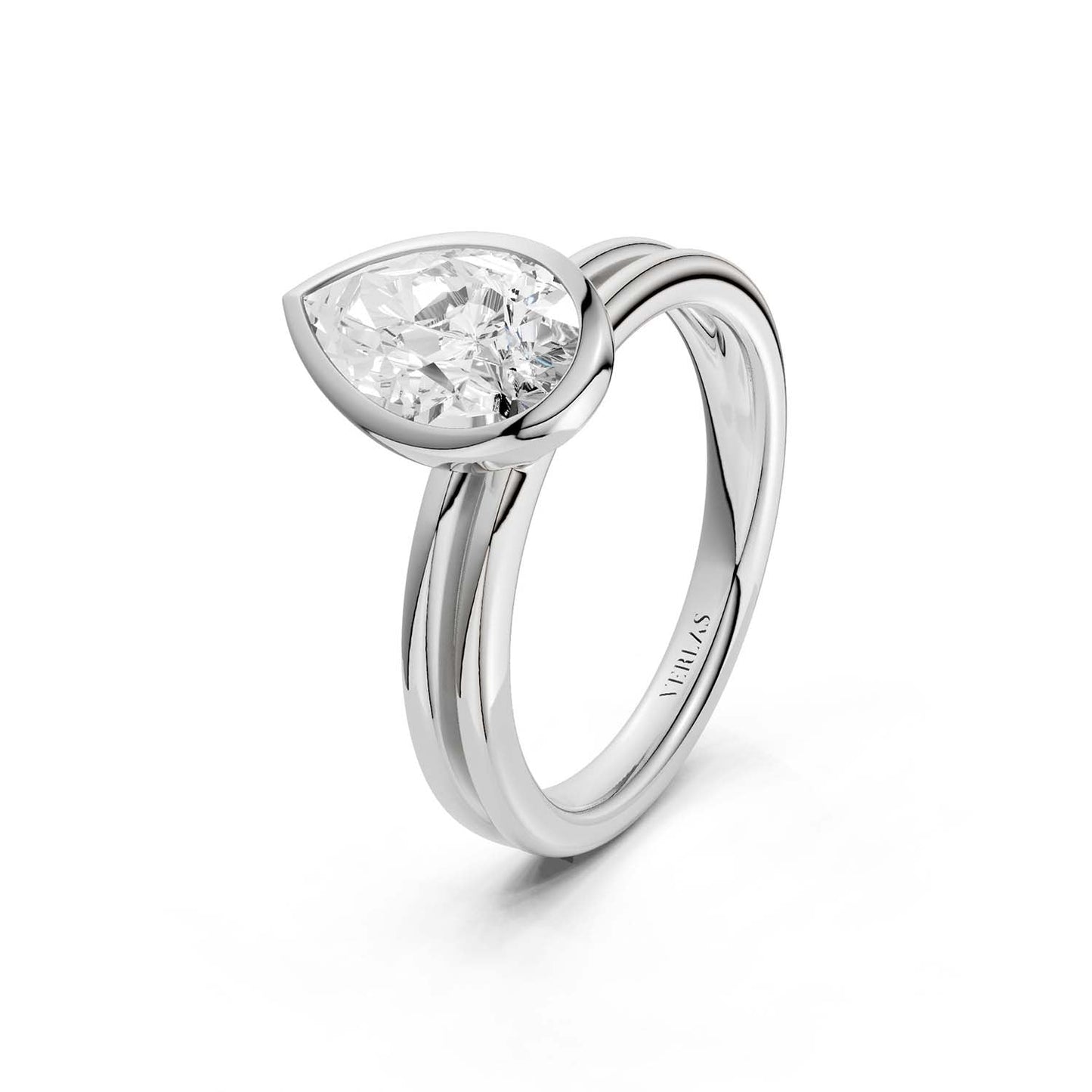 Coupled Pear Bezel Ring