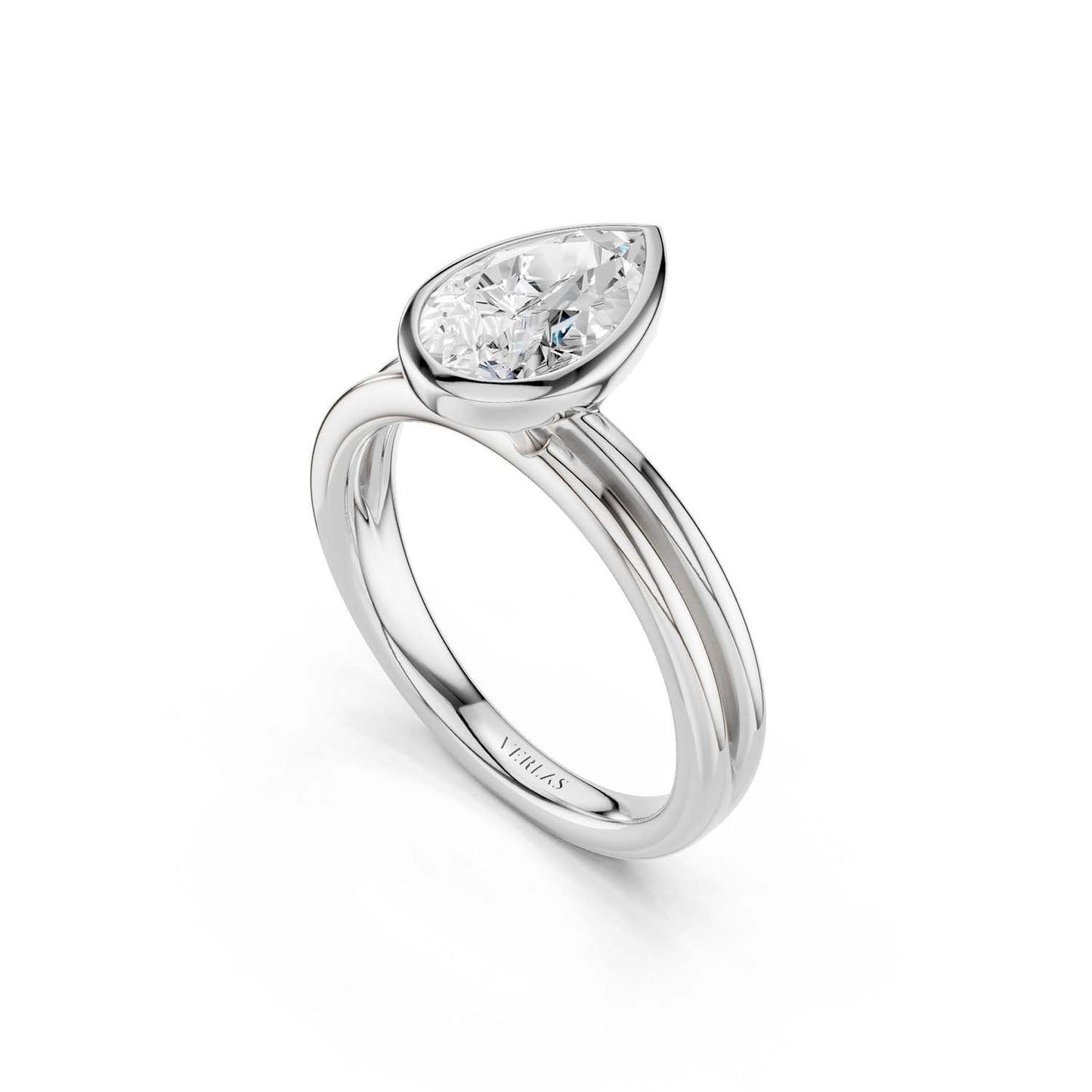 Coupled Pear Bezel Ring